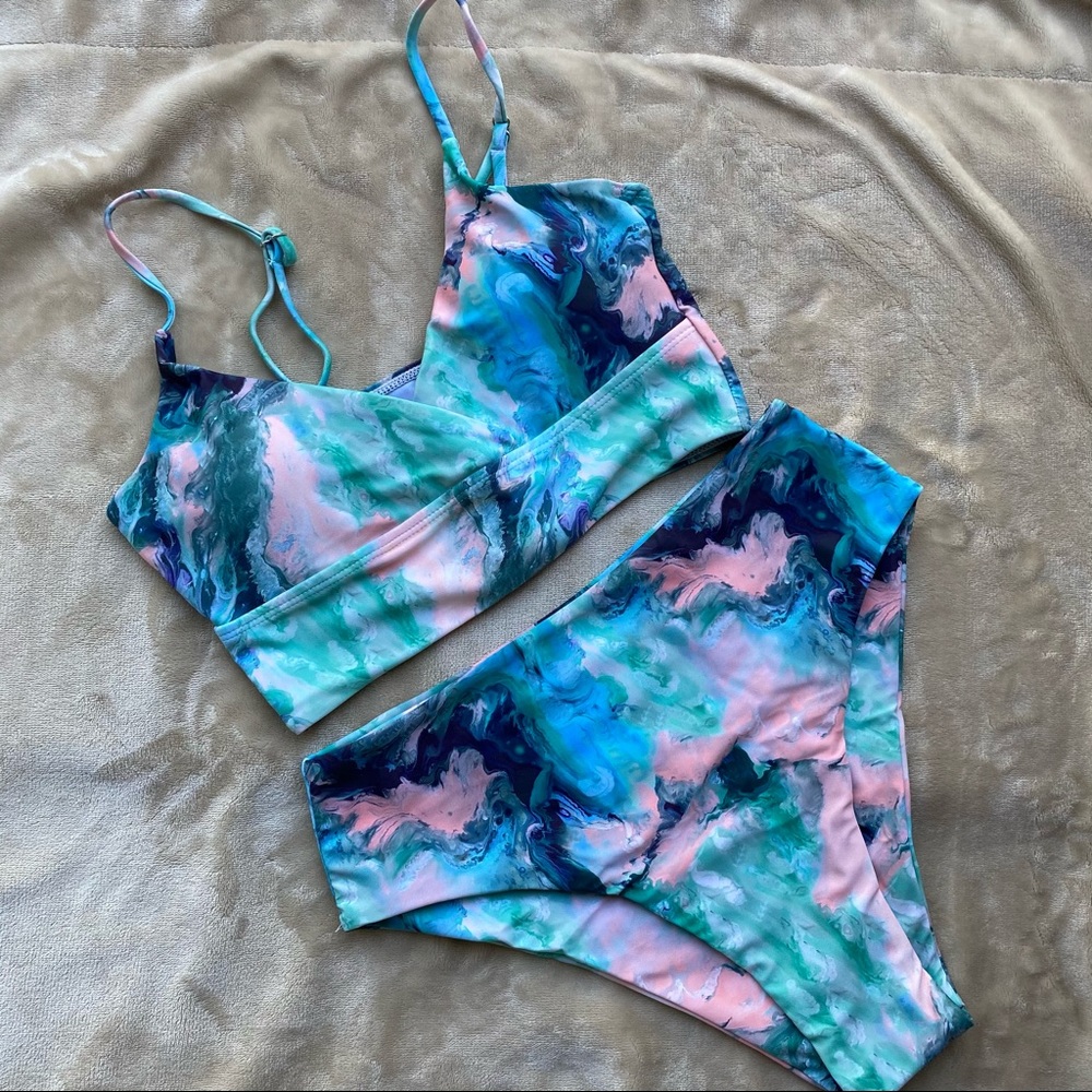 Two-piece swimsuit. High waist. Brand new!